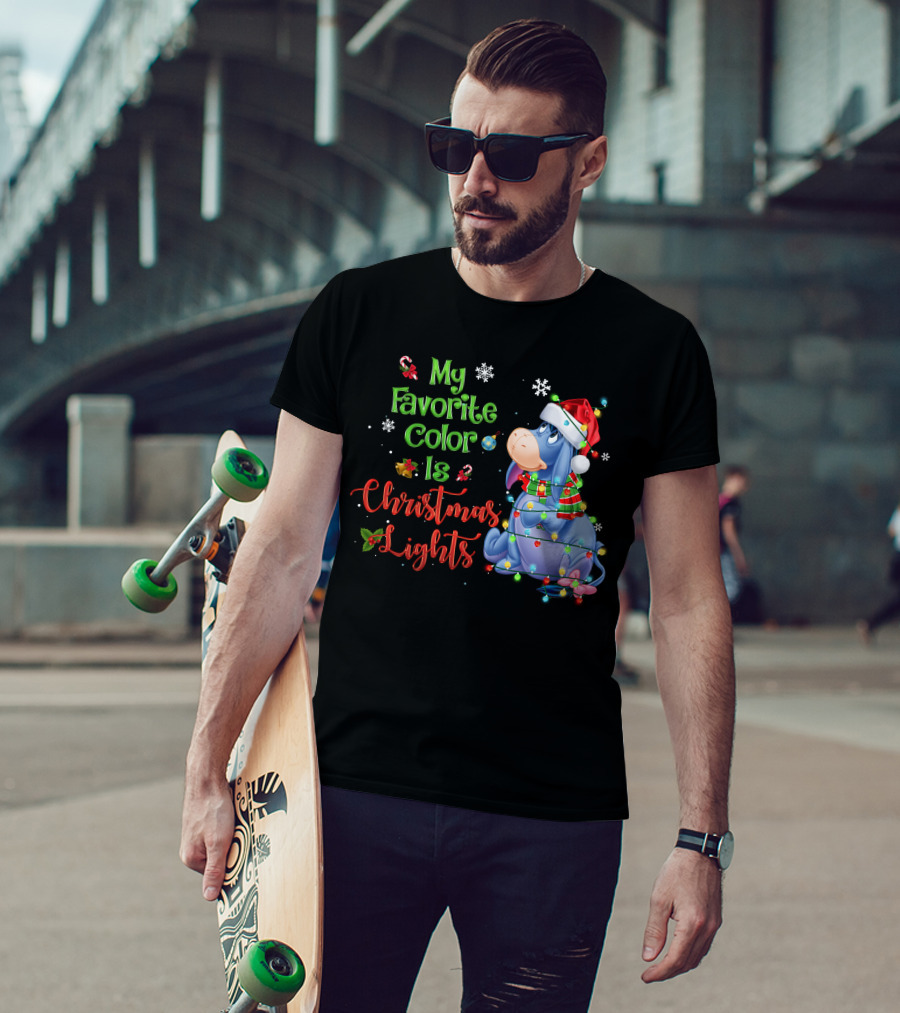 My Favorite Color Is Christmas Lights Eeyore Holiday Theme T-Shirt