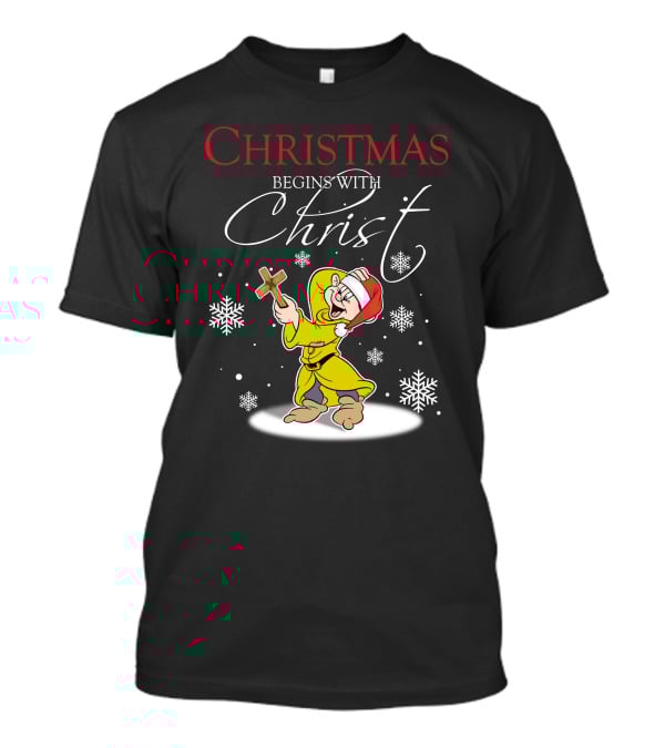 Christmas Begins With Christ Dopey Snowflakes T-Shirt