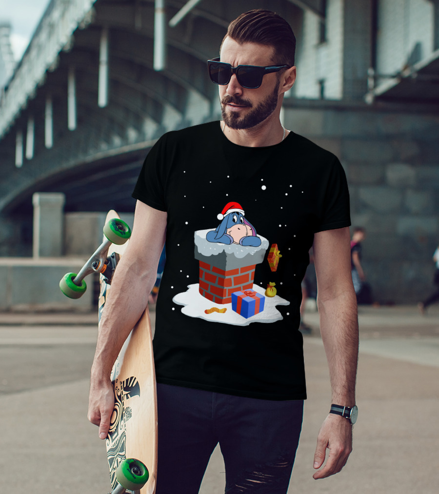 Eeyore Santa Chimney Christmas Gifts Snowflakes T-Shirt