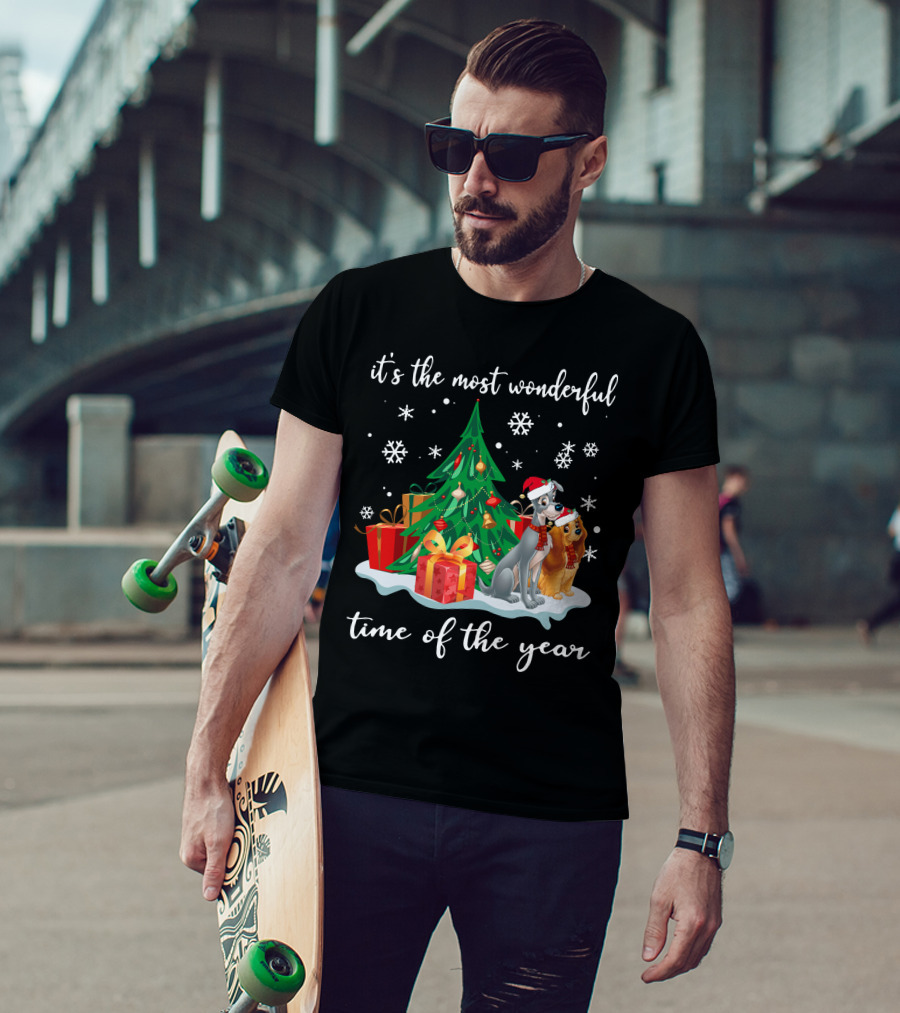 It's The Most Wonderful Time Of The Year Lady And The Tramp Christmas Tree And Presents T-Shirt