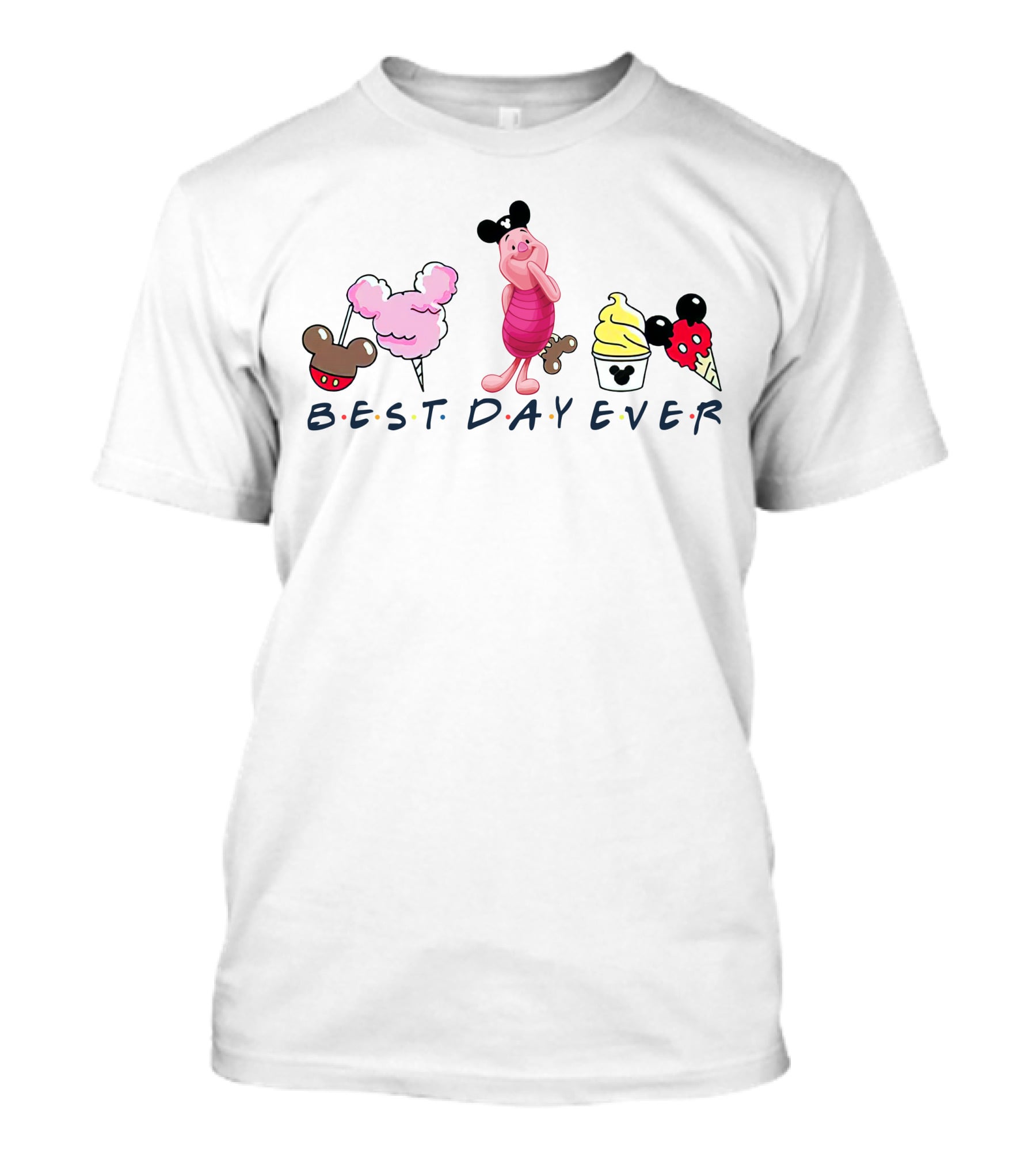 Best Day Ever Piglet Mickey Ears Ice Cream Cotton Candy T-Shirt