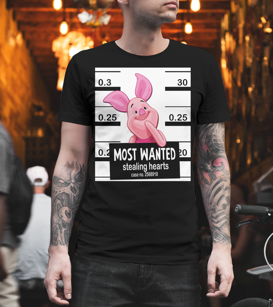 Most Wanted Piglet Stealing Hearts Mugshot Case No. 2568918 T-Shirt