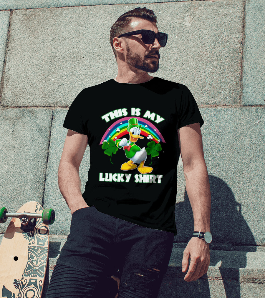 This Is My Lucky Shirt Donald Duck Rainbow Shamrock T-Shirt