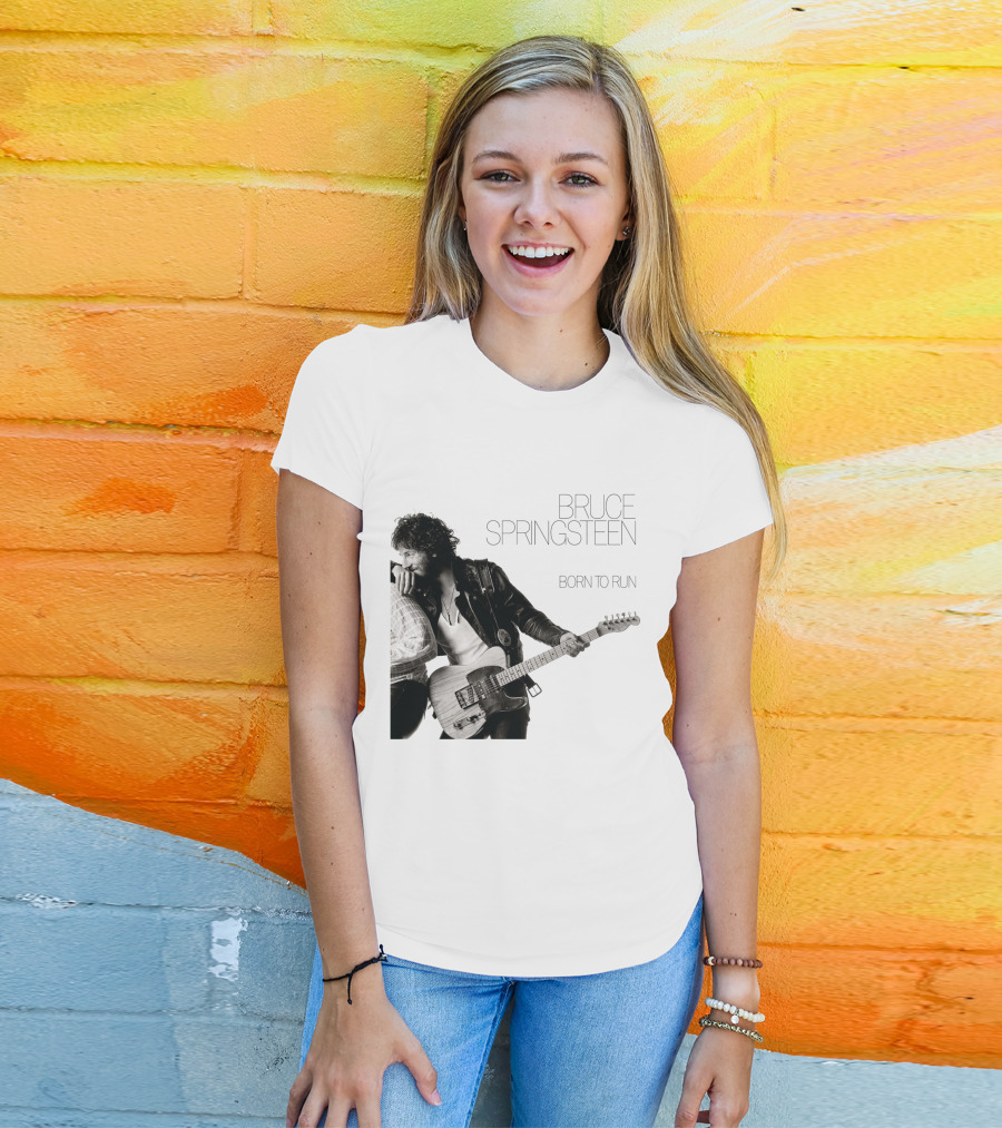 Bruce Springsteen Born To Run Double Sided Retro Music Iconography T-Shirt