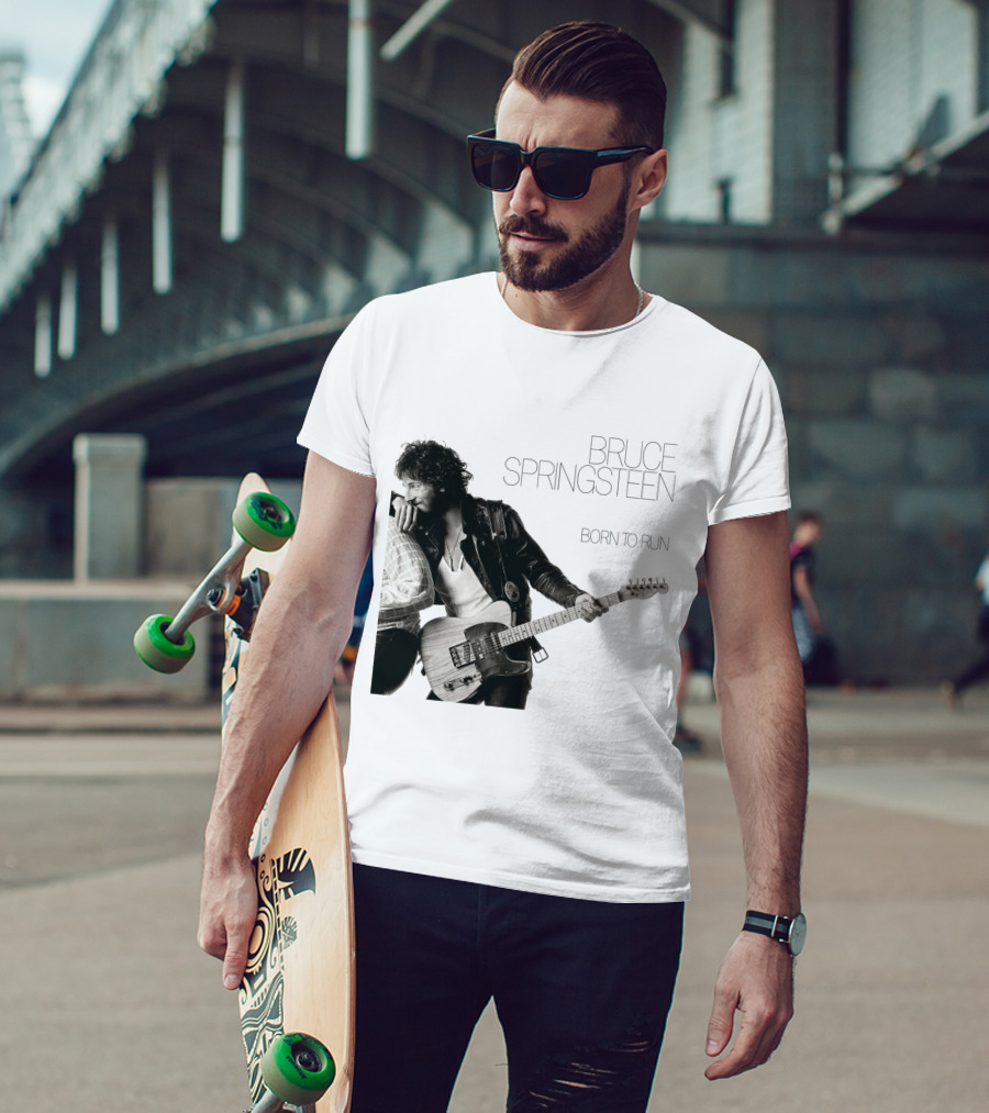 Bruce Springsteen Born To Run Double Sided Retro Music Iconography T-Shirt