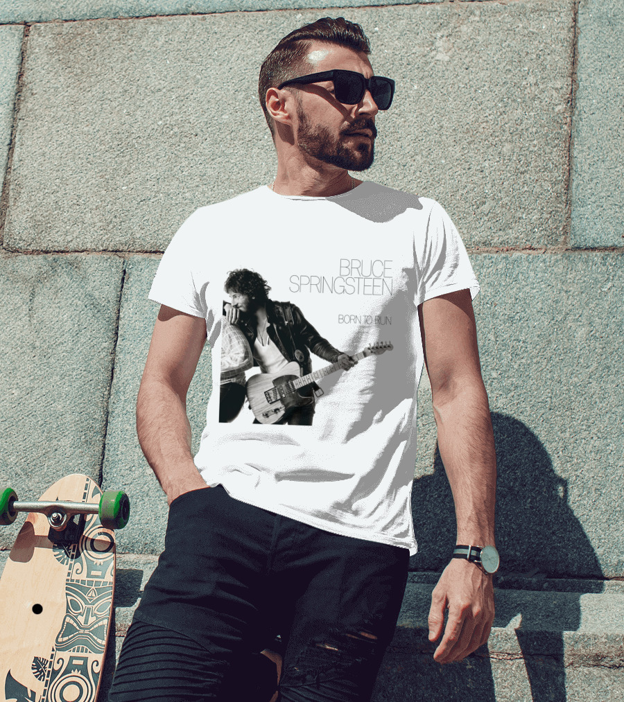 Bruce Springsteen Born To Run Double Sided Retro Music Iconography T-Shirt