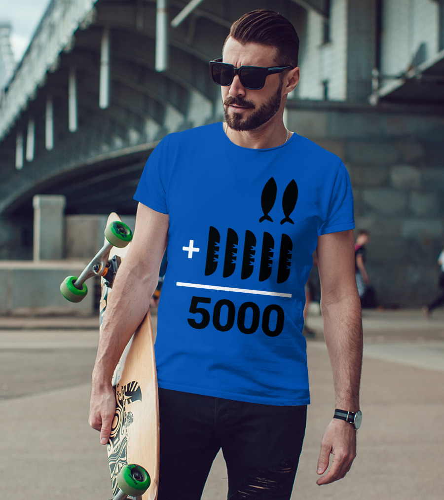 2+5 Loaves Fishes Equals 5000 Multiplication Adult Youth T-Shirt