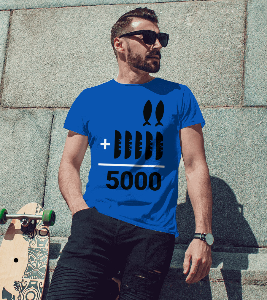 2+5 Loaves Fishes Equals 5000 Multiplication Adult Youth T-Shirt
