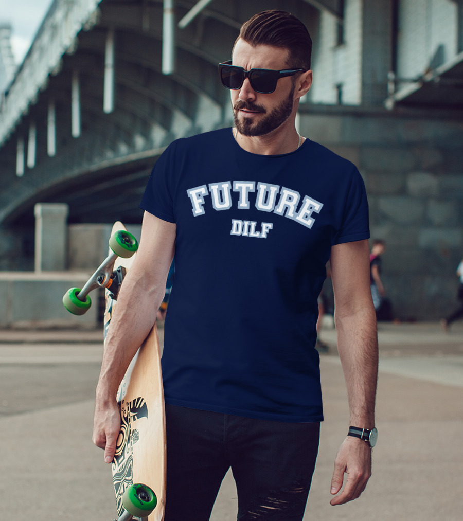 FUTURE DILF College Style Vintage Text T-Shirt