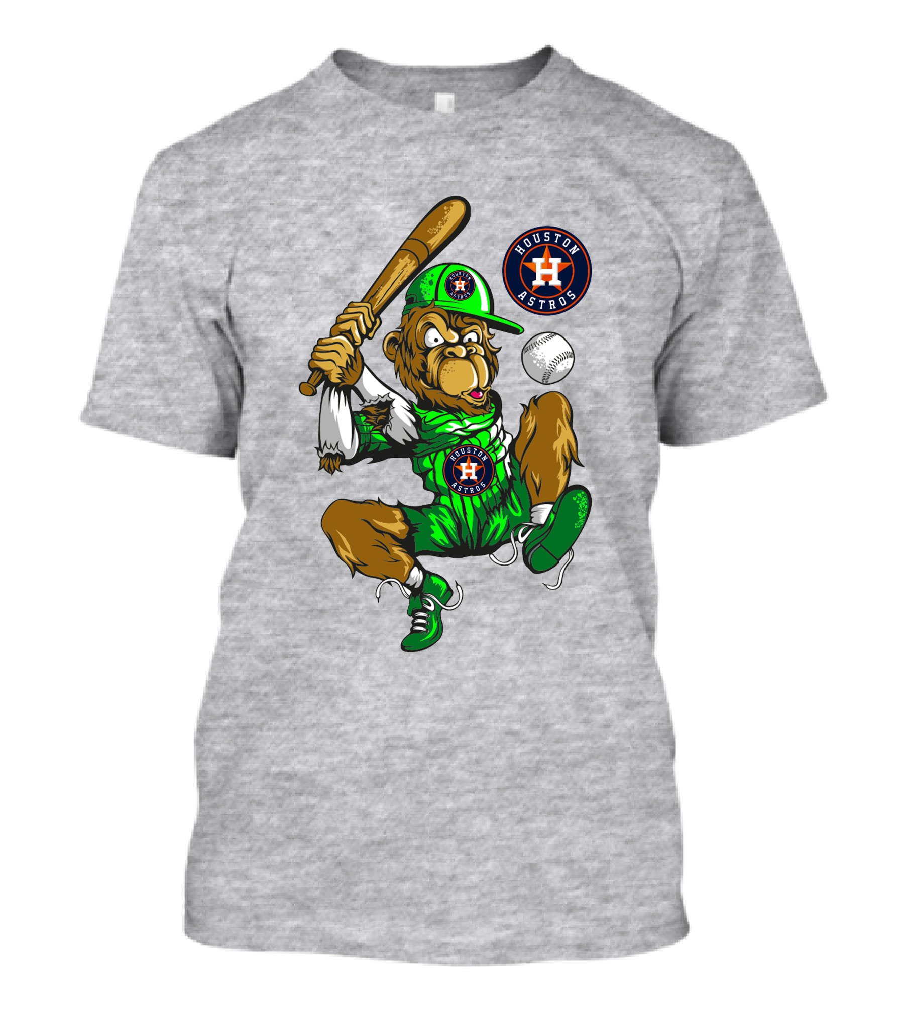 Houston Astros Baseball Monkey Home Run Swing T-Shirt