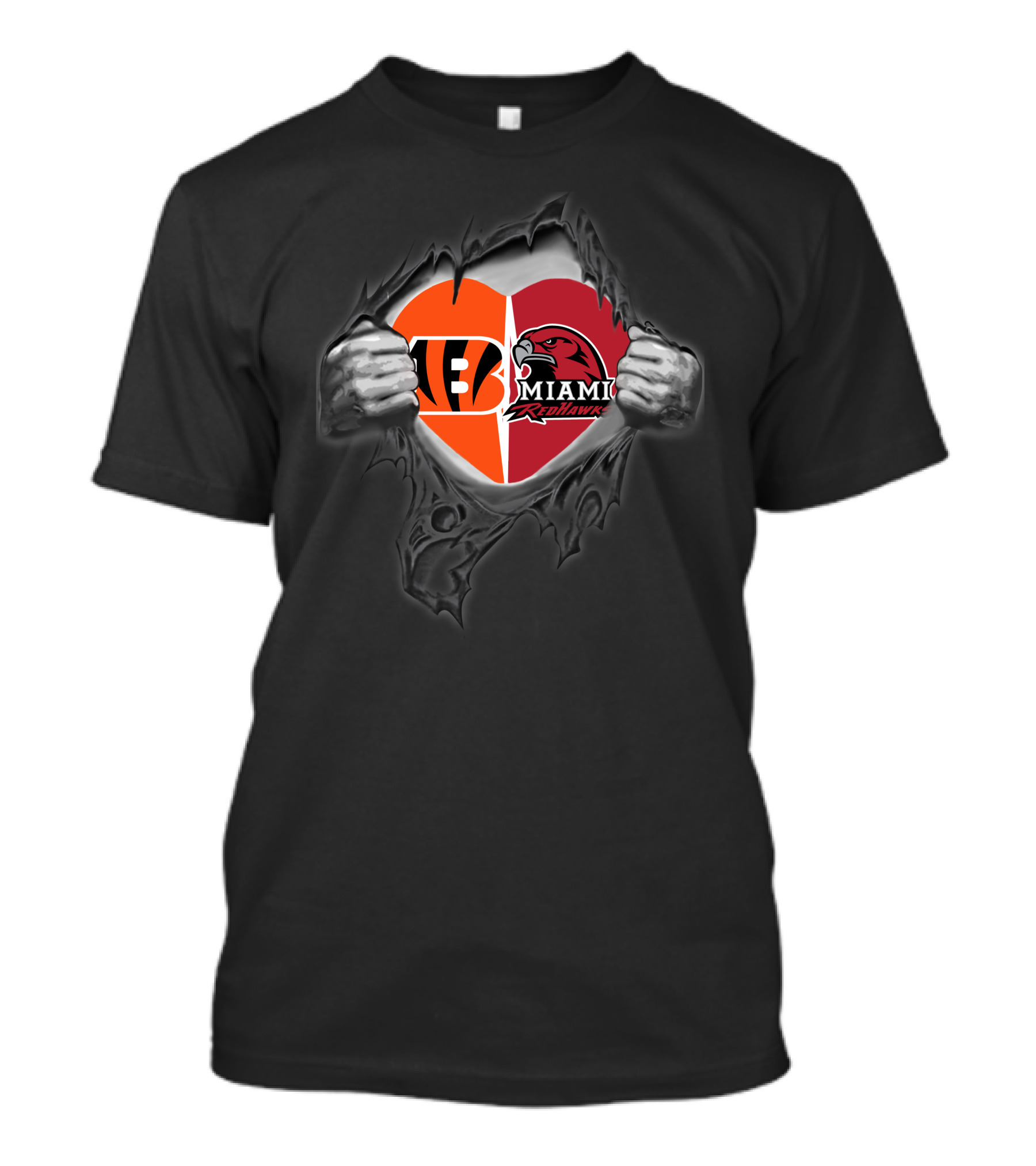Bengals Miami RedHawks Heart Symbol Unveiled T-Shirt