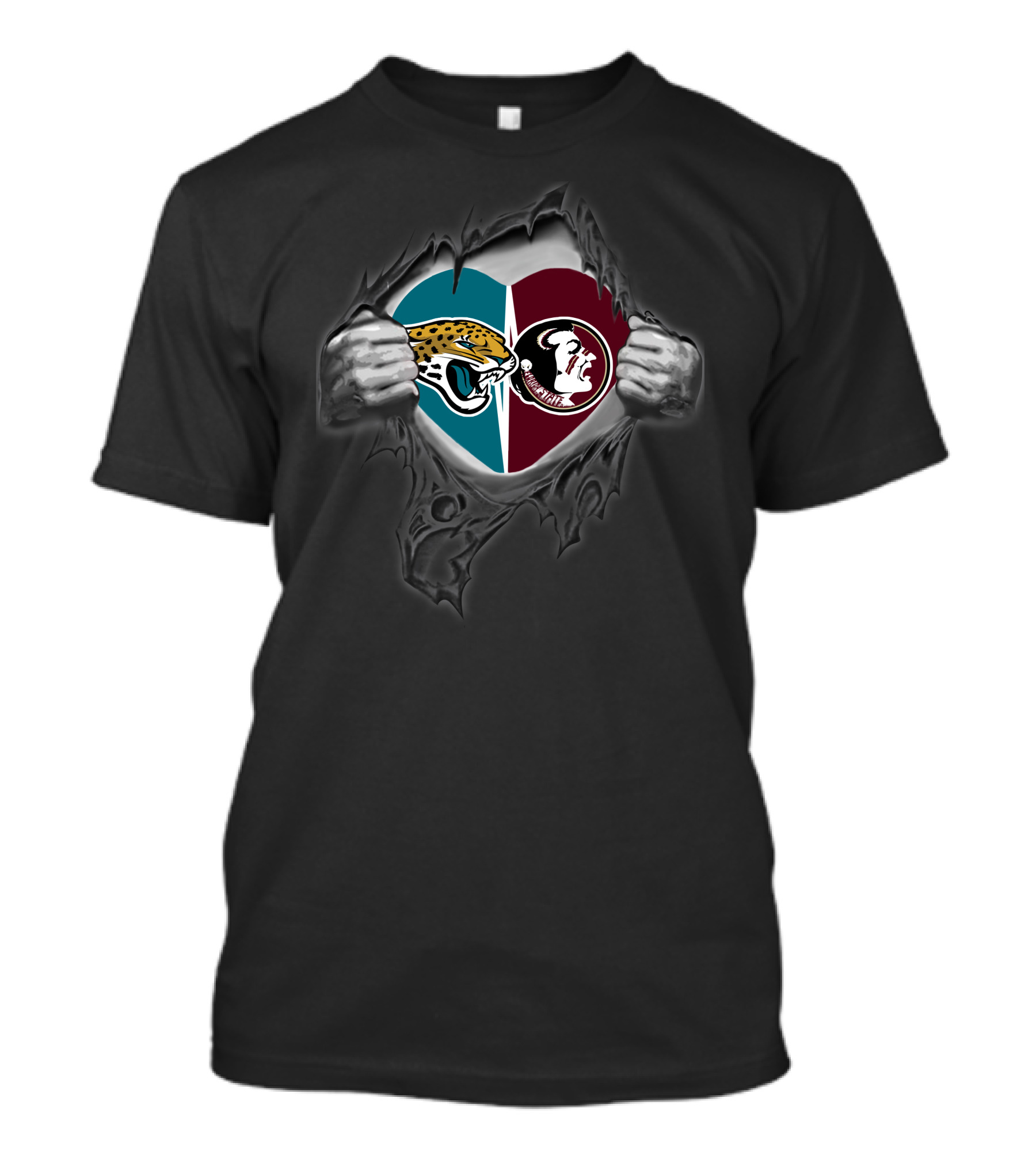 Jaguars Florida State Seminoles Heart Tornчерез T-Shirt