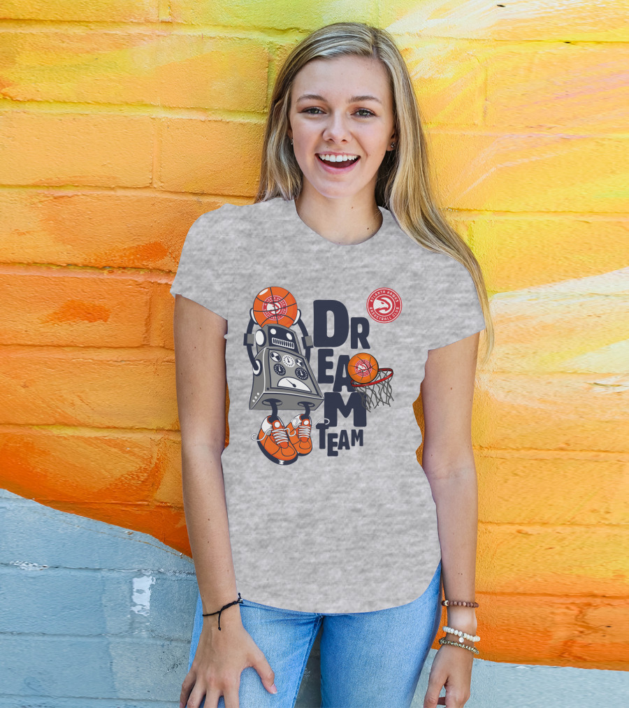 Atlanta Hawks Dream Team Basketball Club Robot And Hoop T-Shirt