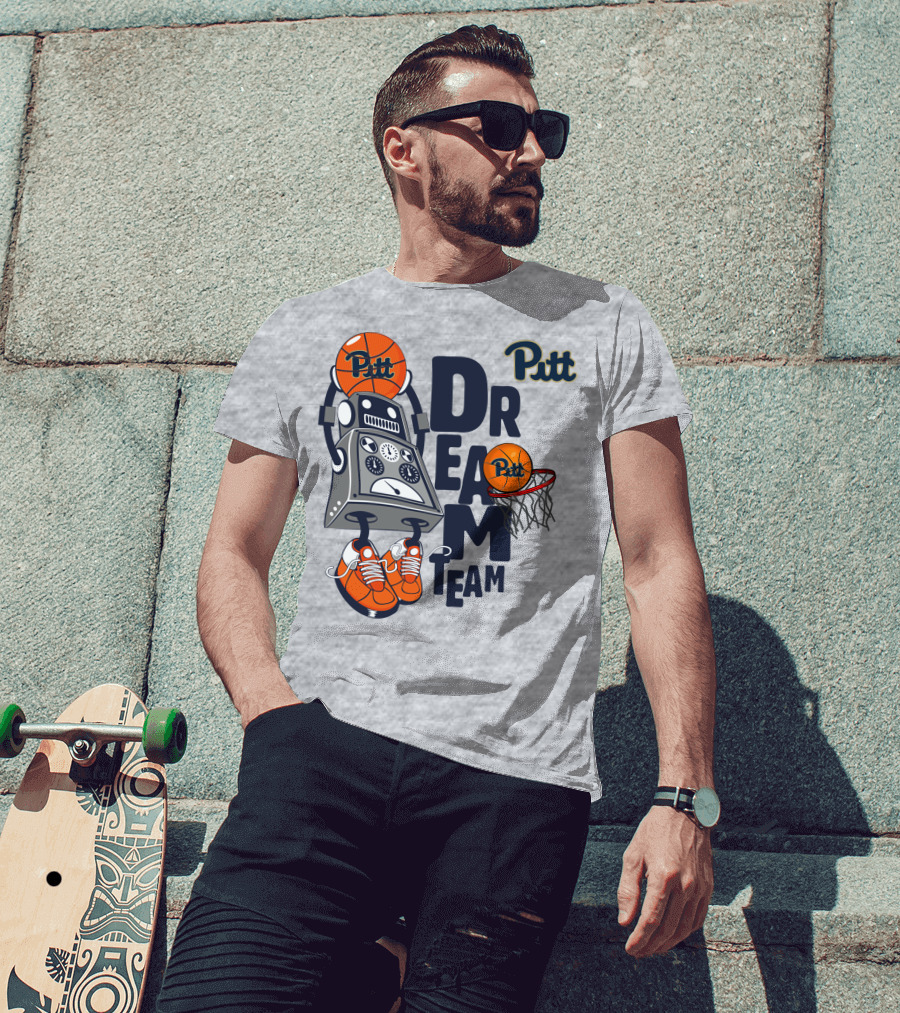 Pitt Basketball Robot Dream Team With Sneakers And Hoop T-Shirt