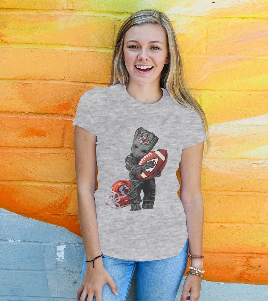 Kansas City Chiefs Baby Groot Football Helmet T-Shirt