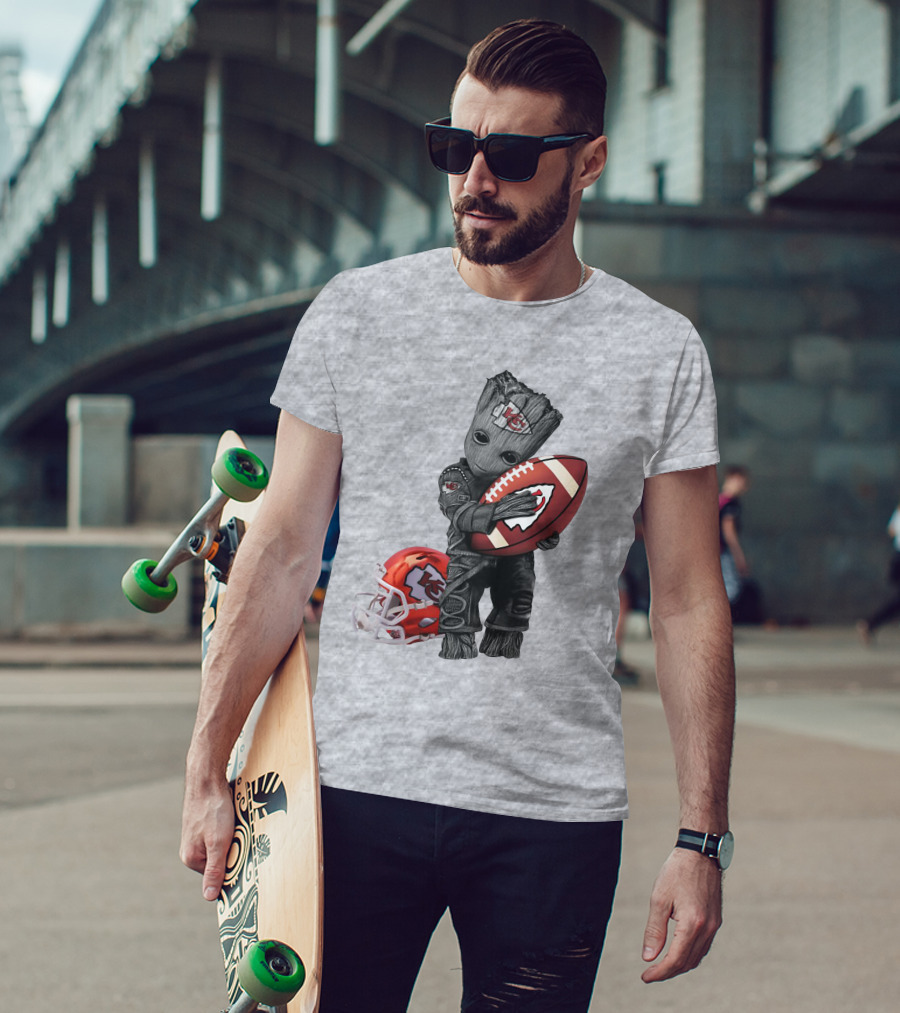 Kansas City Chiefs Baby Groot Football Helmet T-Shirt