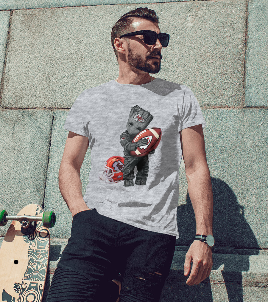 Kansas City Chiefs Baby Groot Football Helmet T-Shirt