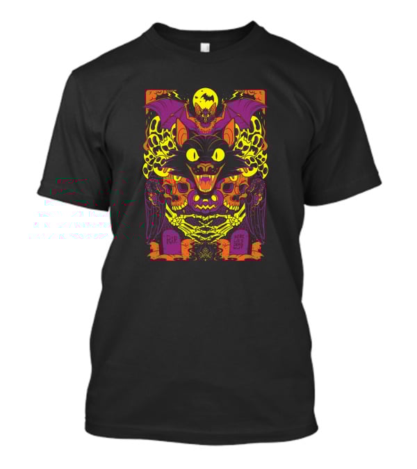Stablercake Halloween Every Day R.I.P Here Lies Dead Guy Skull And Bat T-Shirt