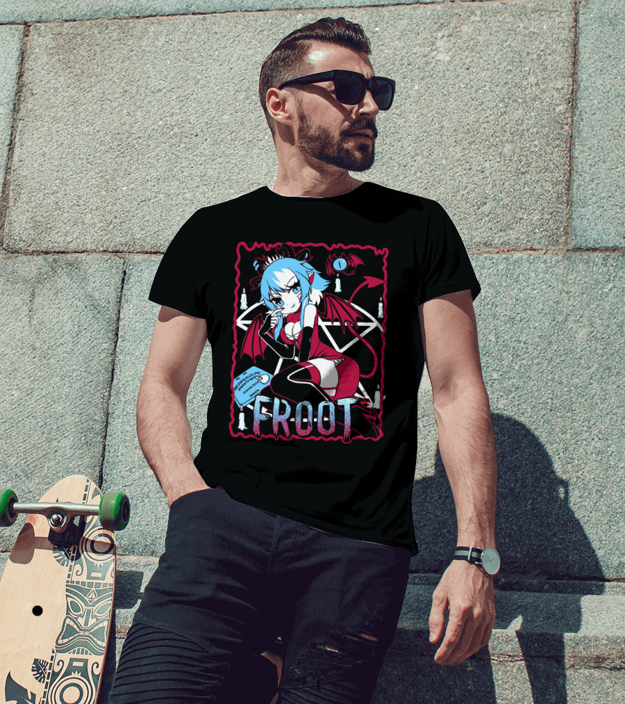 Froot Vtuber Halloween With Pentagram And Demonic Wings T-Shirt