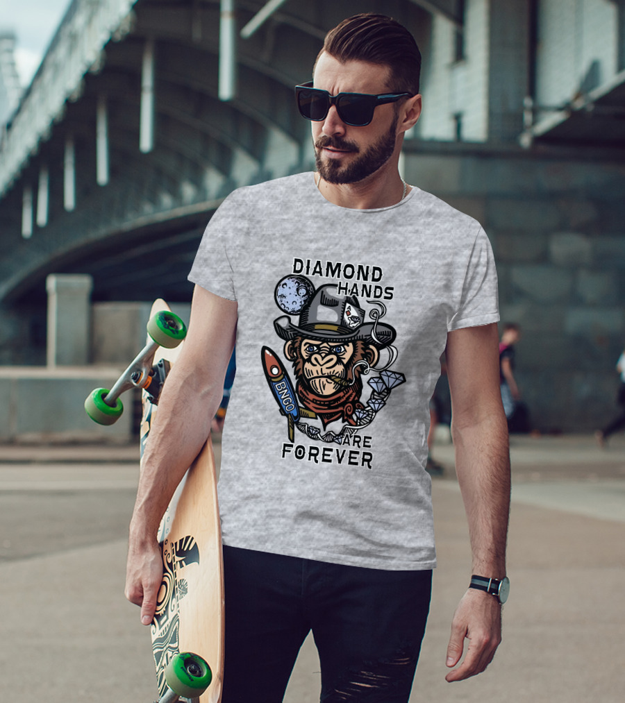 Diamond Hands Are Forever Bngo Ape Cowboy Space Rocket T-Shirt