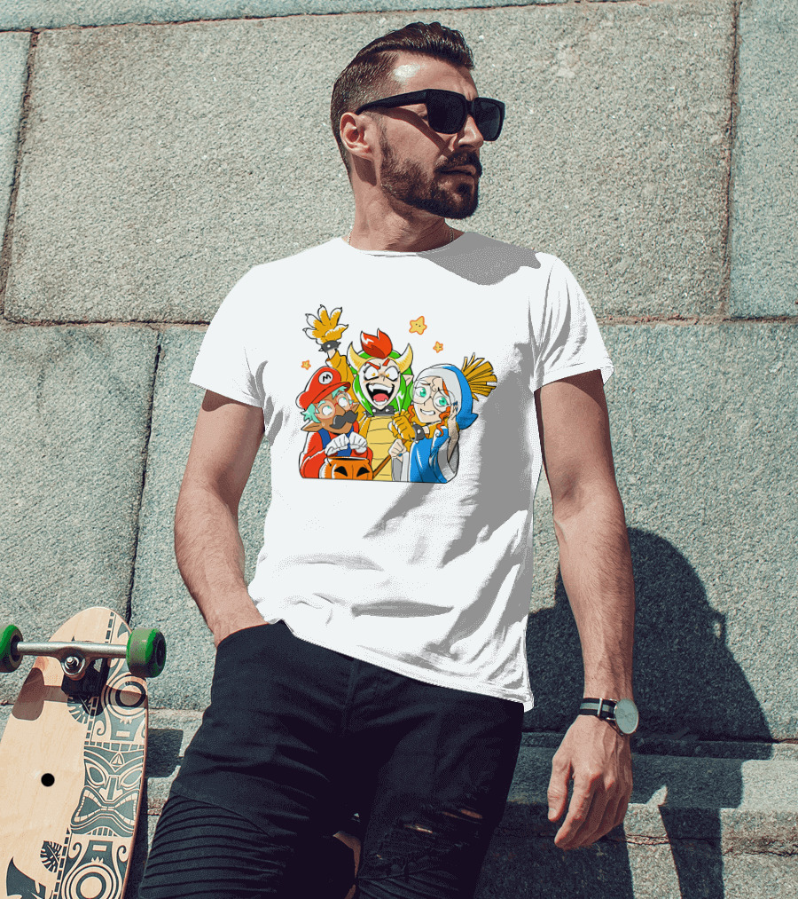 Bowser Mario And Princess Peach Celebrate Happy Halloween T-Shirt