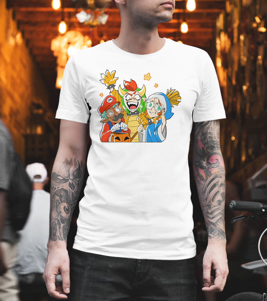 Bowser Mario and Princess Peach Celebrate Happy Halloween T-Shirt