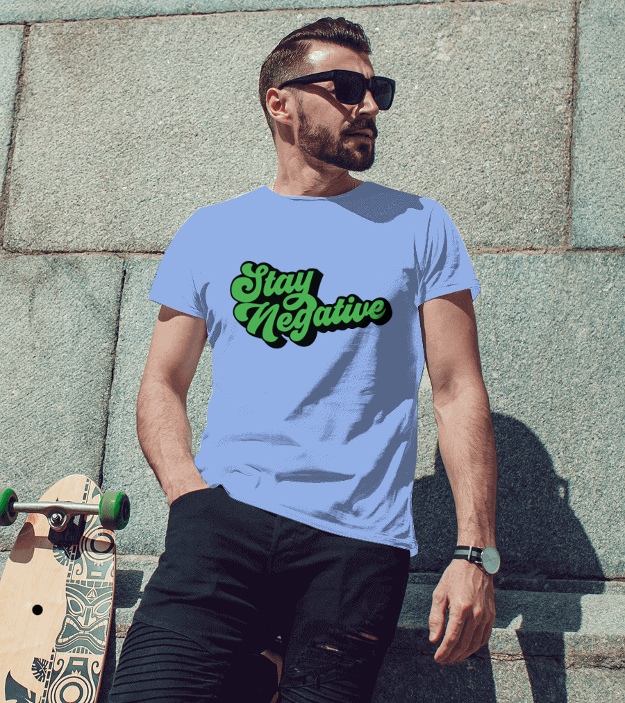 Stay Negative Retro Green Script T-Shirt