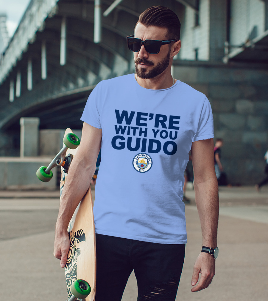 Manchester City We're With You Guido Support Belgian Fan Pep Guardiola Simon Bajkowski T-Shirt