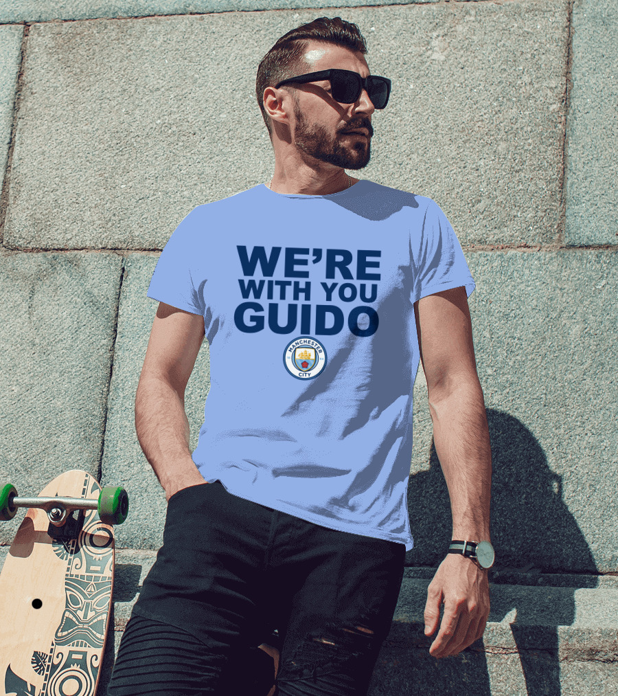 Manchester City We're With You Guido Support Belgian Fan Pep Guardiola Simon Bajkowski T-Shirt