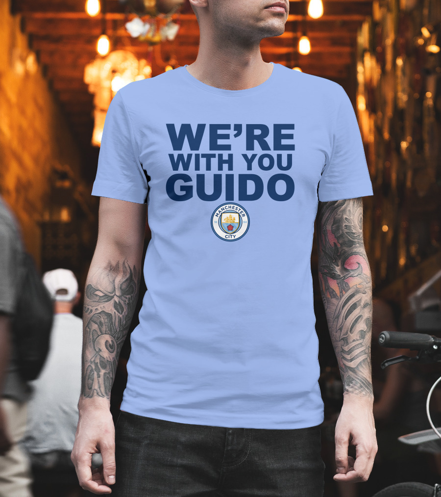 Manchester City We're With You Guido Support Belgian Fan Pep Guardiola Simon Bajkowski T-Shirt
