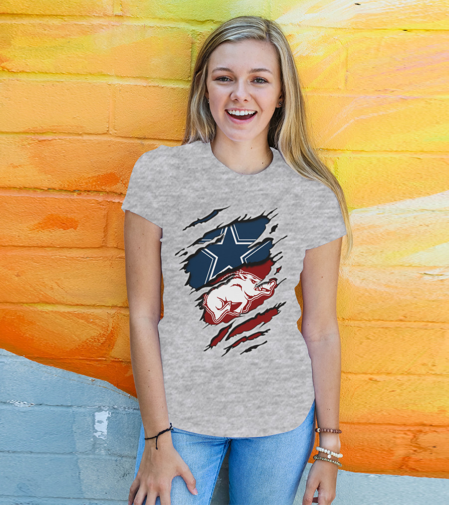 Dallas Cowboys Arkansas Razorbacks Torn T-Shirt