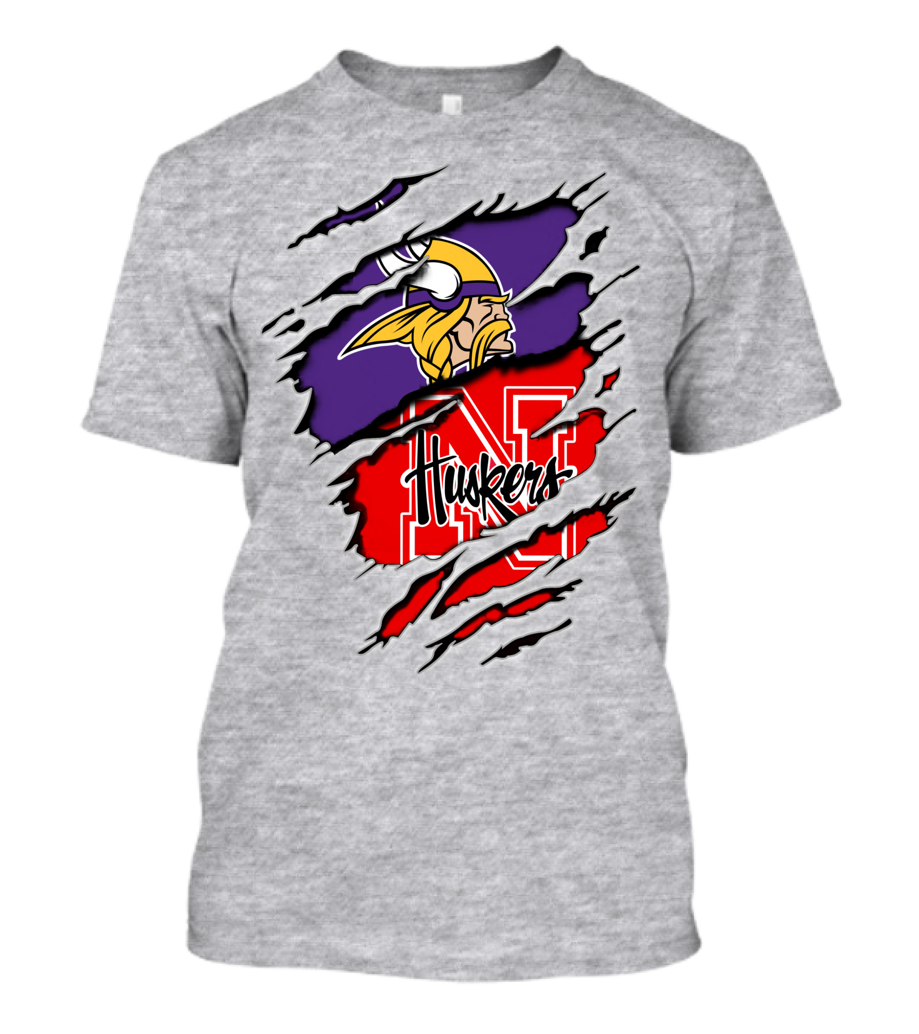 Vikings Huskers Ripped Logo Blend T-Shirt
