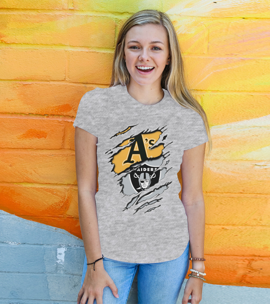 A's Raiders Ripped Crossover Sports T-Shirt