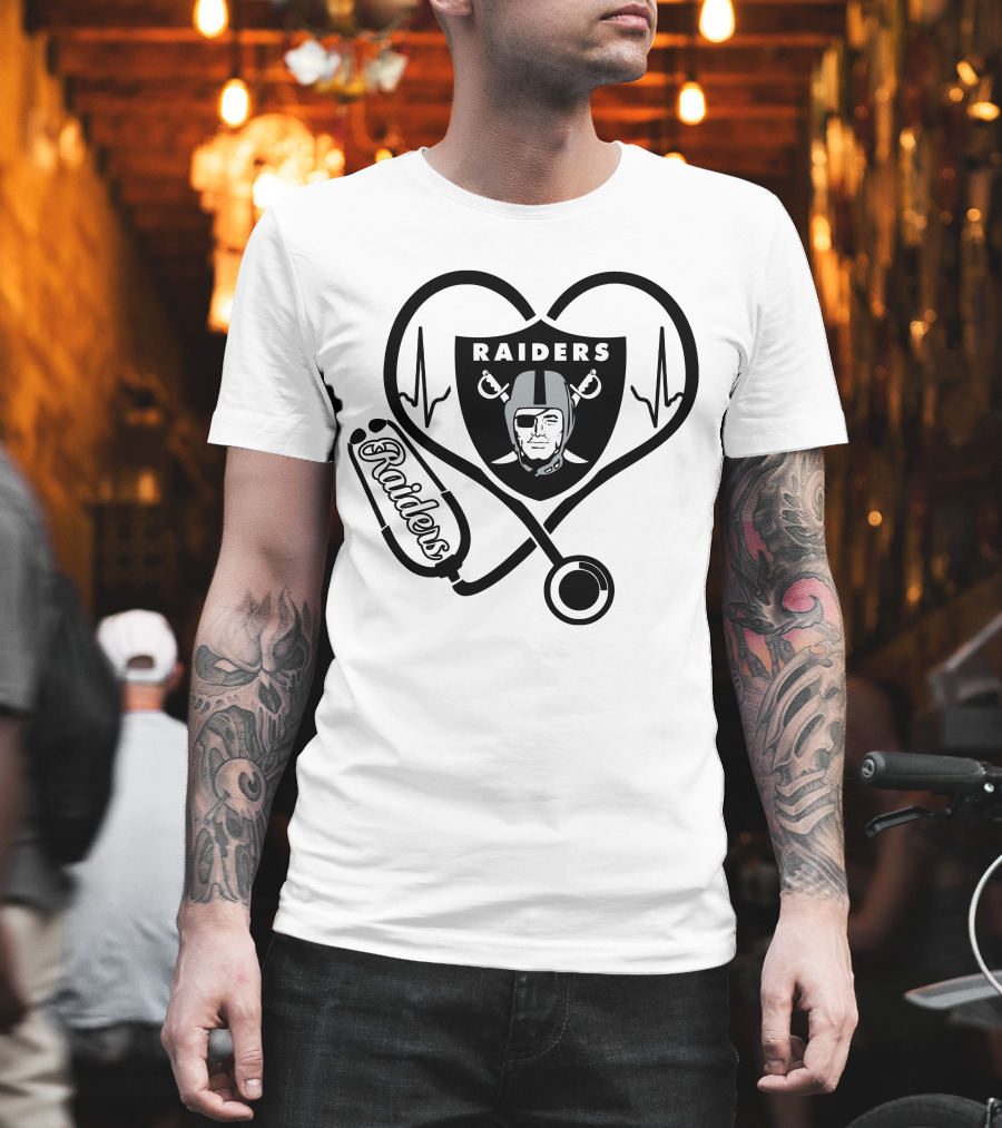 Nurse Heart Love Raiders Stethoscope T-Shirt