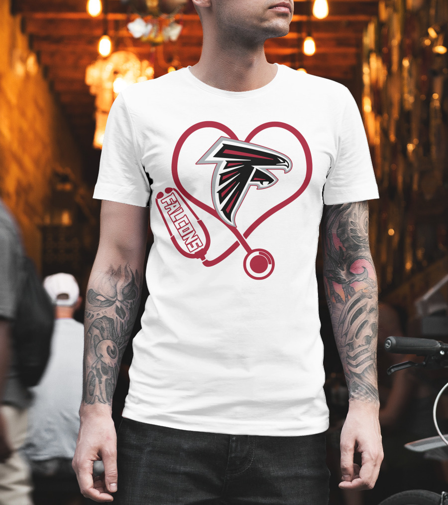 Atlanta Falcons Nurse Heart Stethoscope Love T-Shirt