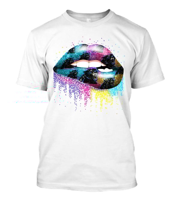 Lips Carolina Panthers Glitter Ombre Fan T-Shirt