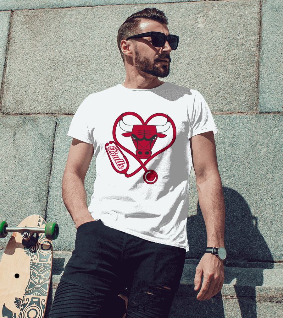 Chicago Bulls Nurse Heart Stethoscope T-Shirt