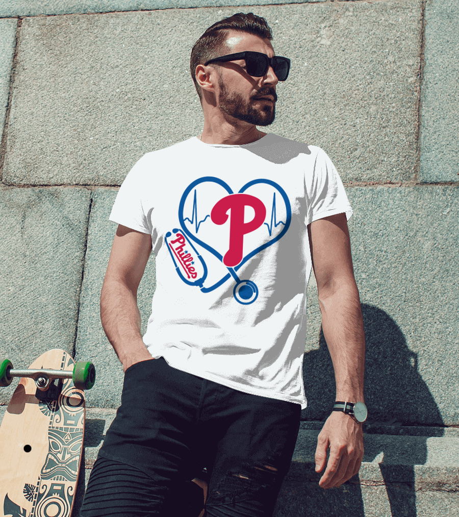 Philadelphia Phillies Nurse Heartbeat Stethoscope T-Shirt