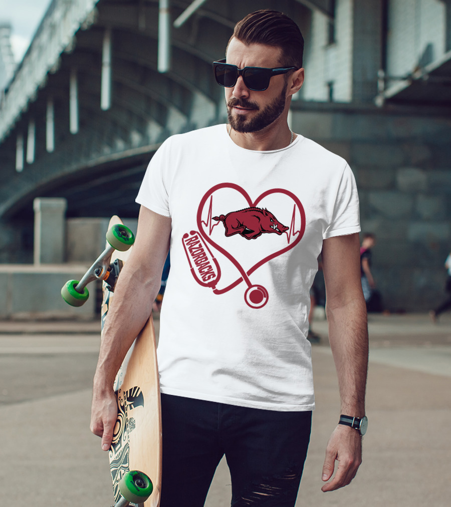 Razorbacks Nurse Heartbeat Arkansas Love T-Shirt