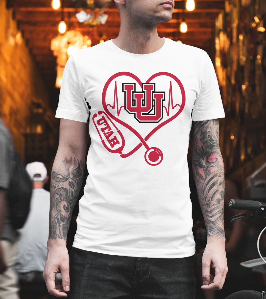 Utah Utes Nurse Heartbeat Stethoscope T-Shirt