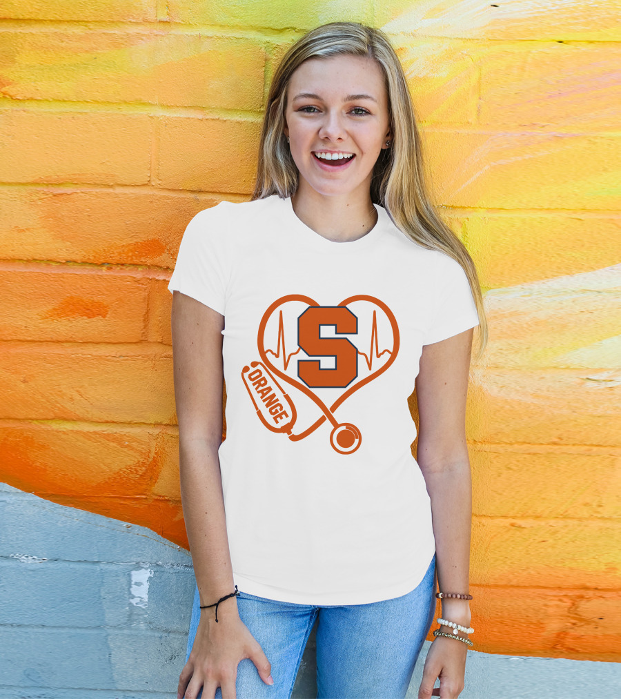 Nurse Heartbeat Syracuse Orange Stethoscope T-Shirt