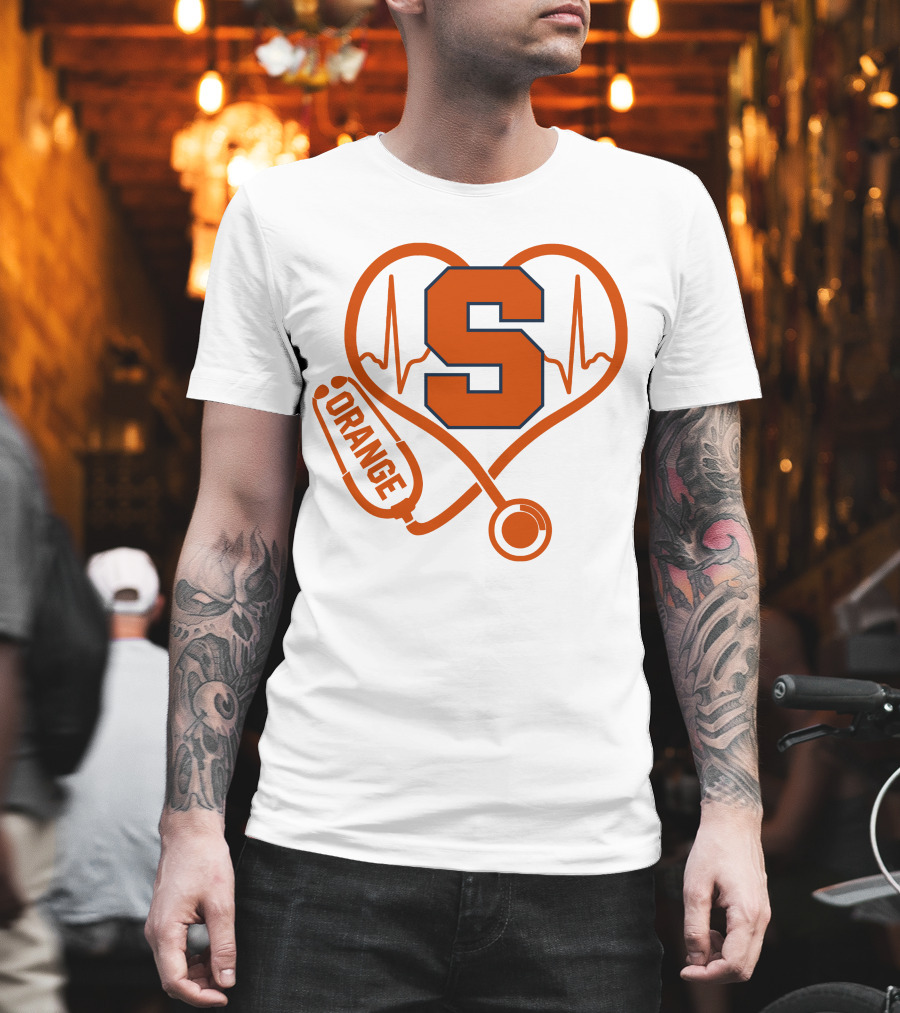 Nurse Heartbeat Syracuse Orange Stethoscope T-Shirt