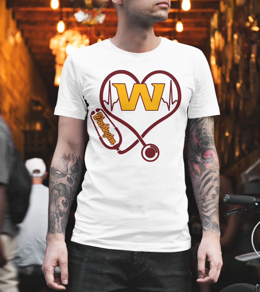 Washington Nurse Love Heartbeat Stethoscope W T-Shirt