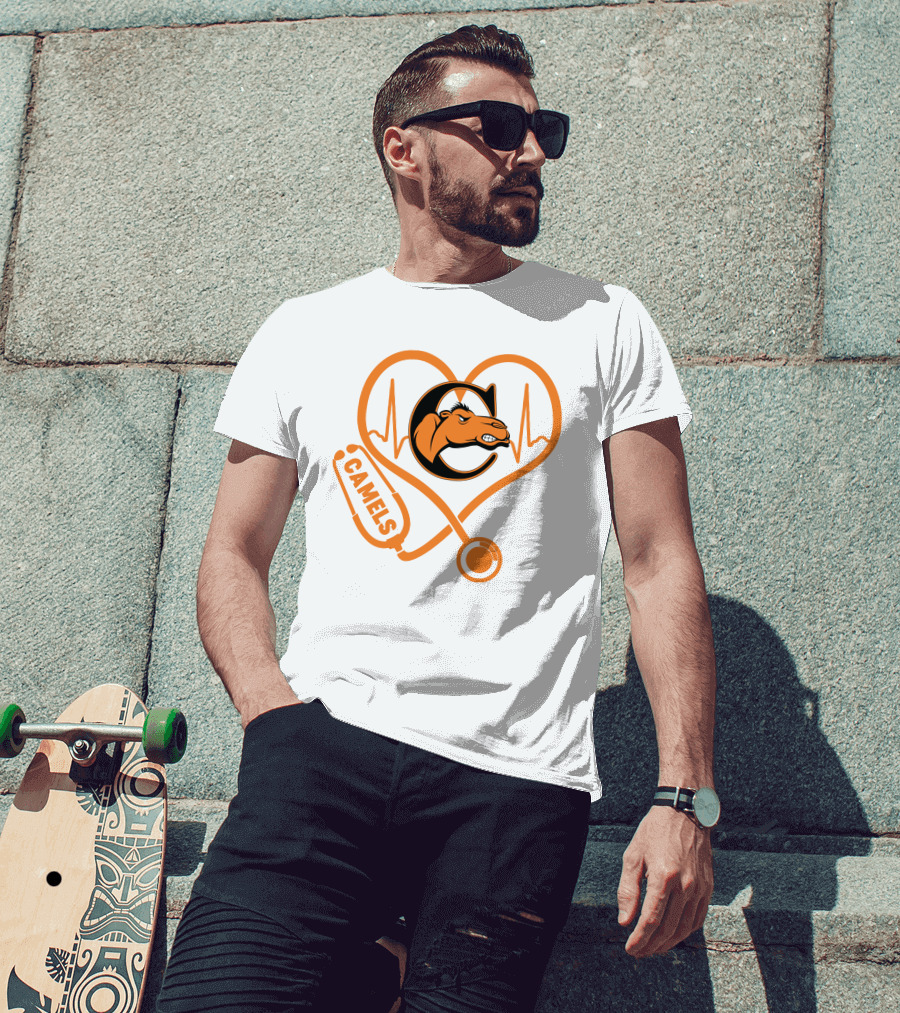 Nurse Love Camels Heartbeat Campbell Fighting Camels T-Shirt