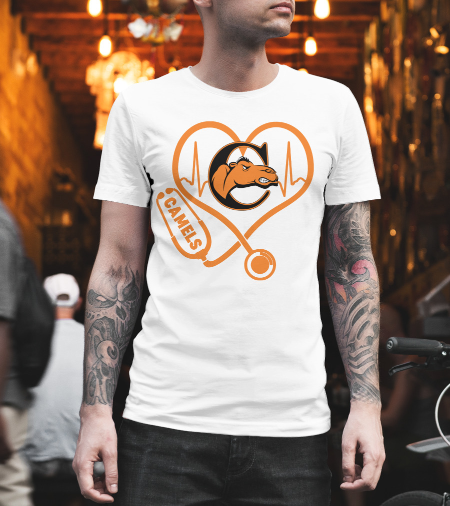 Nurse Love Camels Heartbeat Campbell Fighting Camels T-Shirt