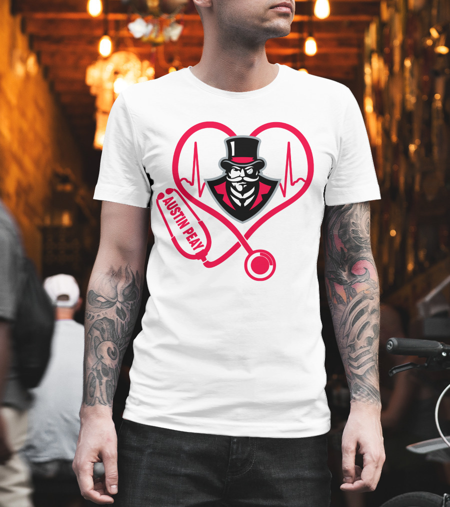 Austin Peay State University Nurse Heartbeat Stethoscope T-Shirt