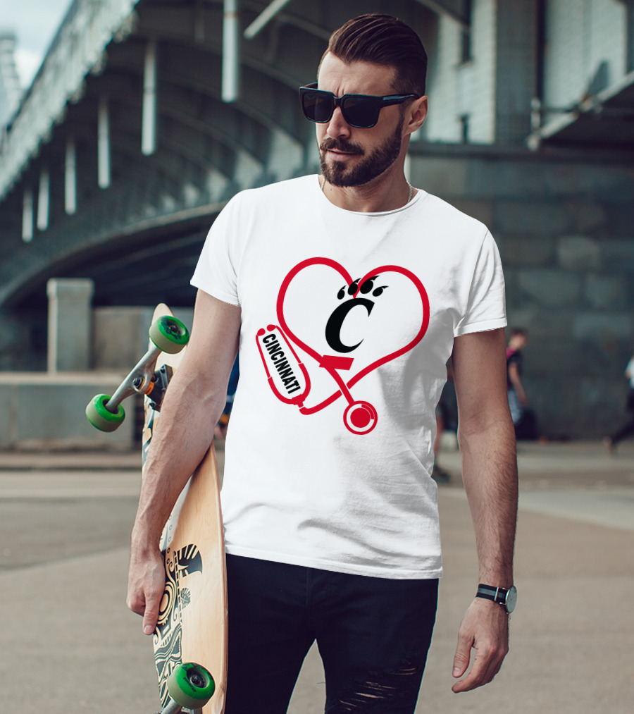 Cincinnati Bearcats Nurse Heart Stethoscope T-Shirt