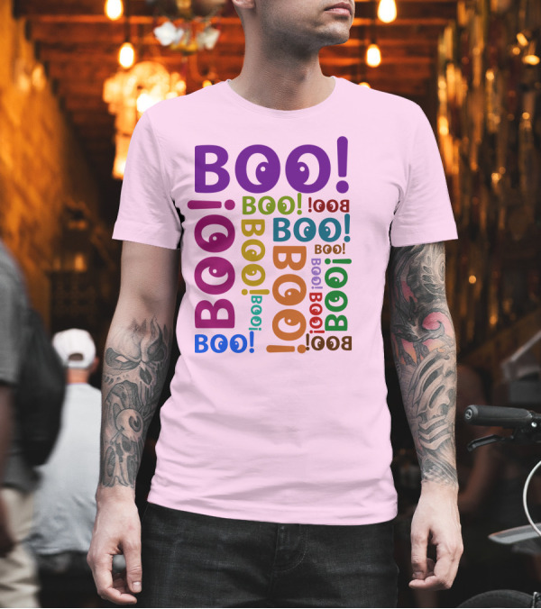 BOO Halloween Multicolor Text Layout T-Shirt BOO Halloween Multicolor Text Layout T-Shirt