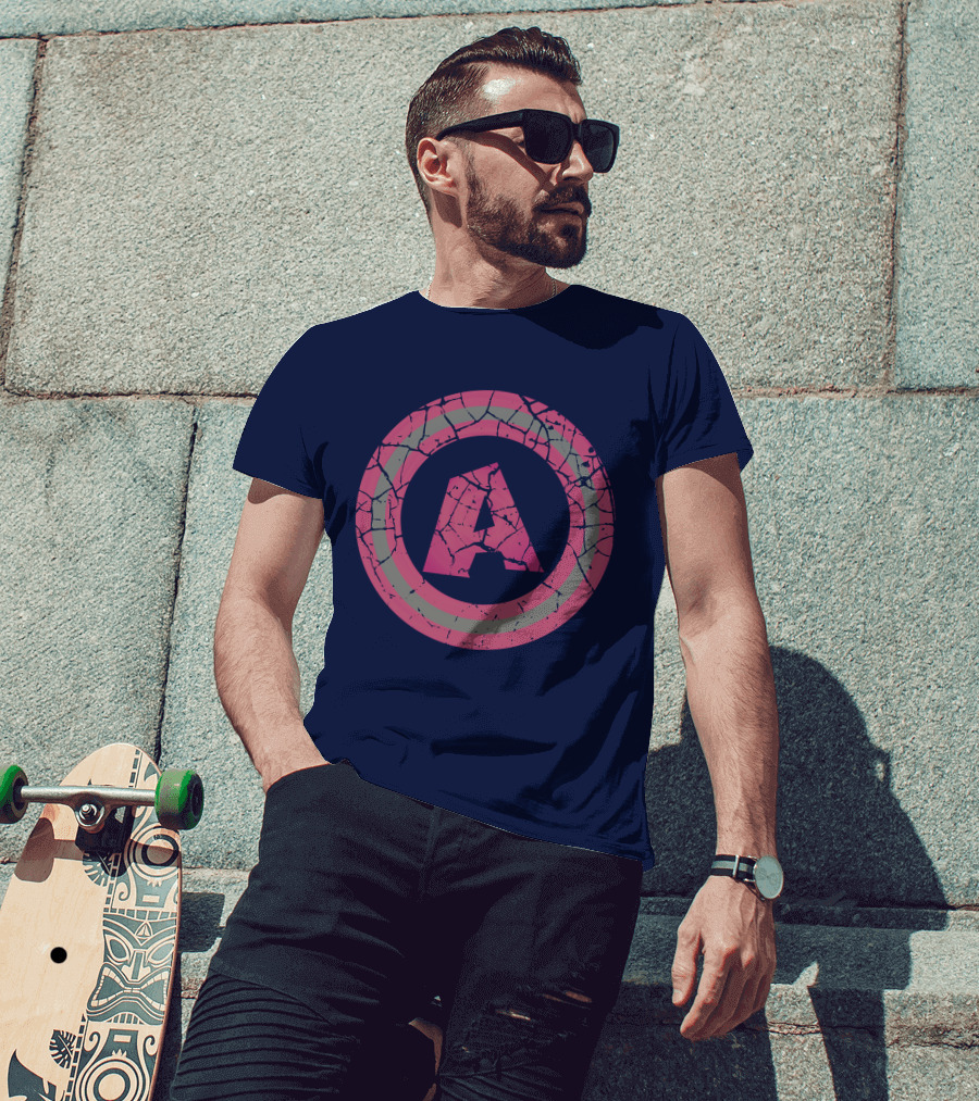 Cracked Pink And Grey Letter A With Circle T-Shirt