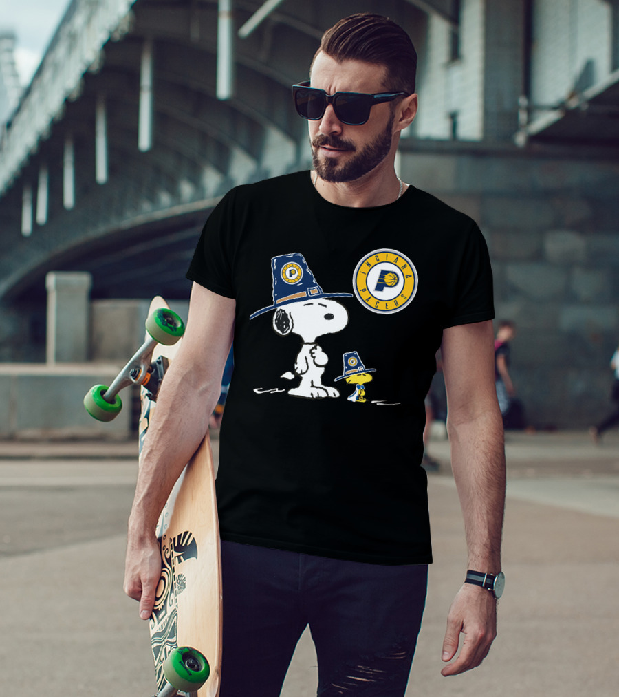 Indiana Pacers Snoopy And Woodstock In Team Hats T-Shirt